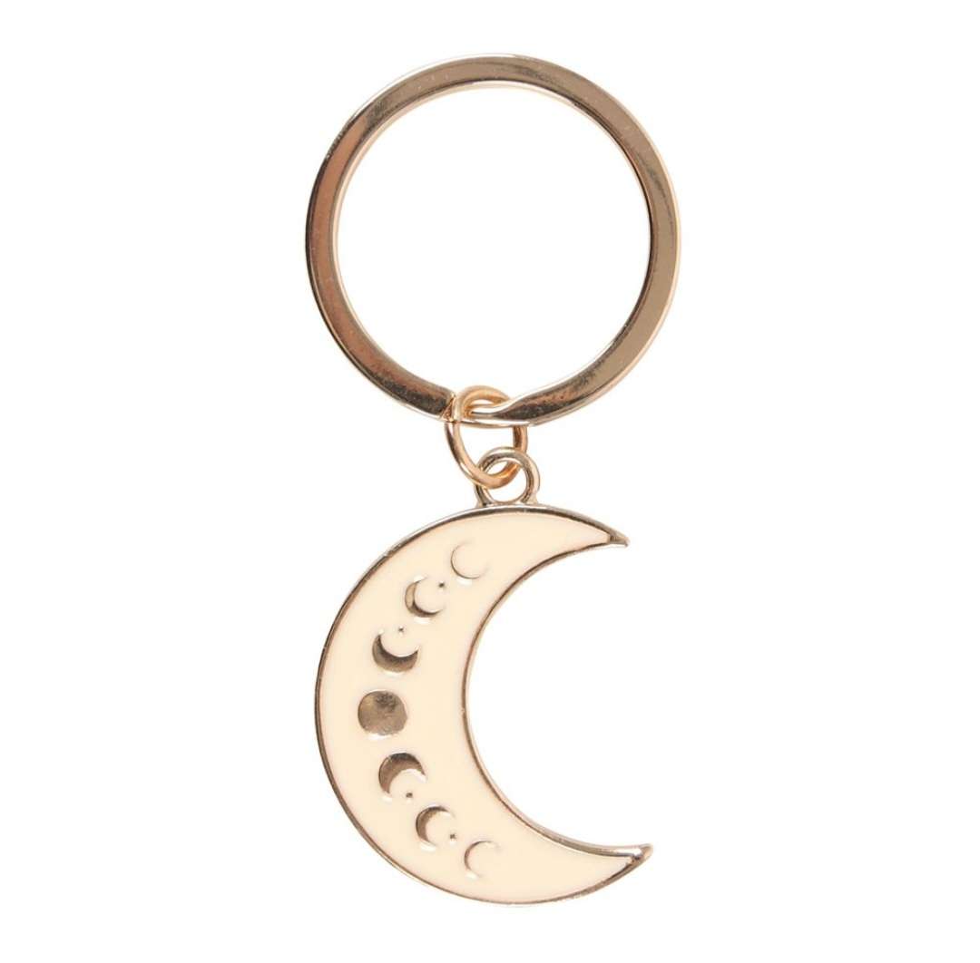 Crescent Moon Phase Enamel Keyring